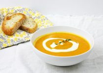 Roasted Carrot & Parsnip Soup with Lemon Ginger Cream