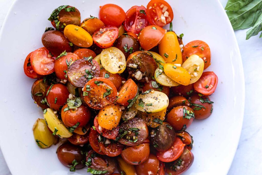 tomato-salad-served on plate-cookingthursday.com